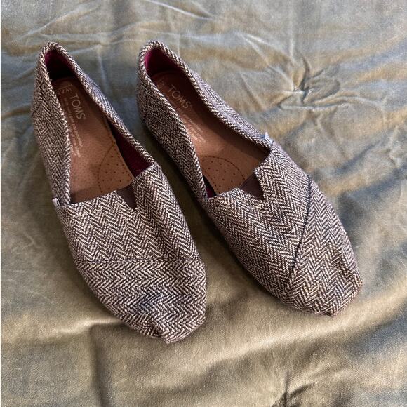 TOMS Classic Women's Brown Metallic Herringbone Slide-On Shoes 7.5 - Picture 1 of 5